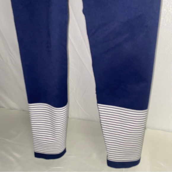 Champion Navy Blue/White Striped Cropped Legging, Size Large - Picture 6 of 11
